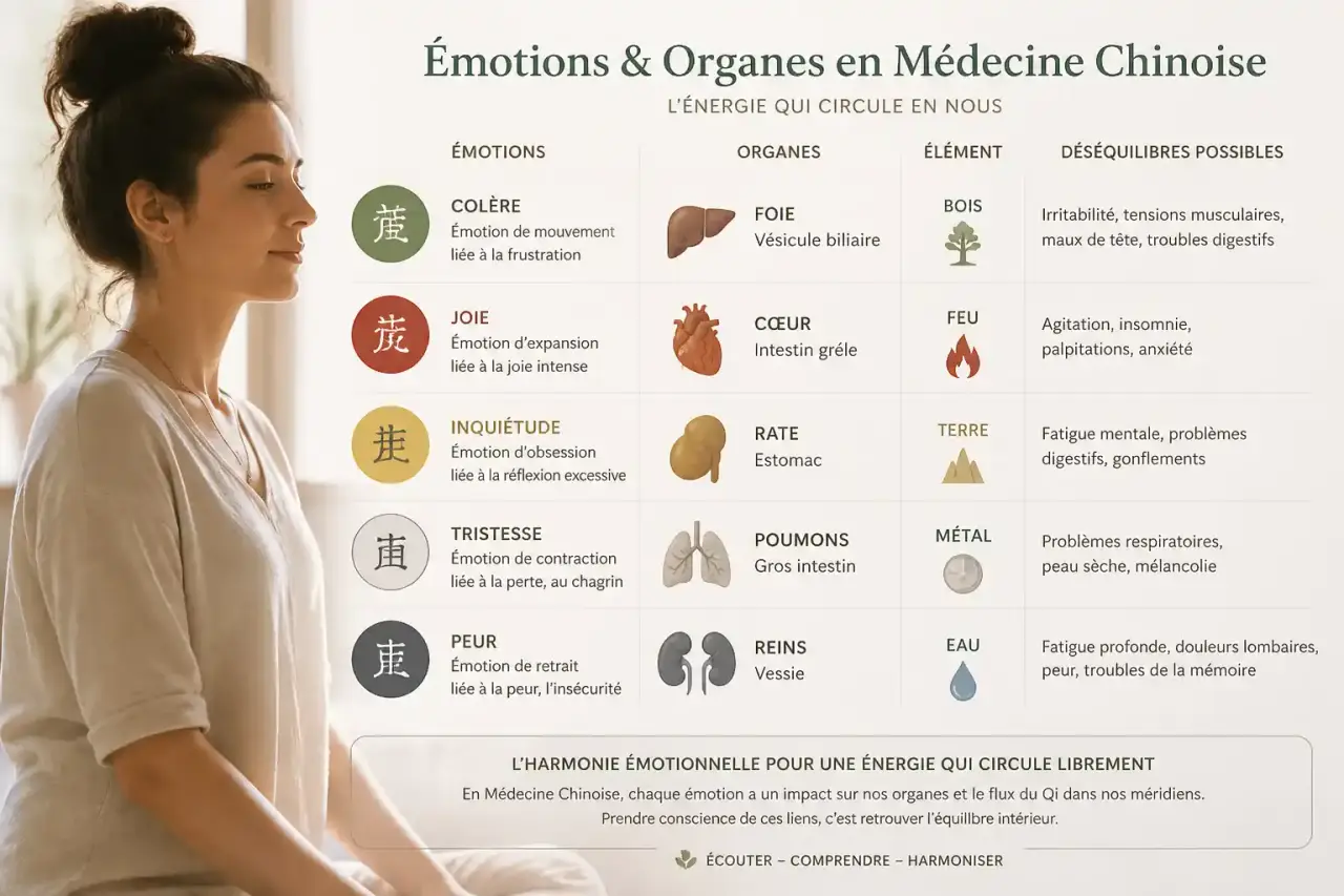 Quelles émotions pour quels organes en médecine chinoise ? Qi, méridiens, déséquilibres