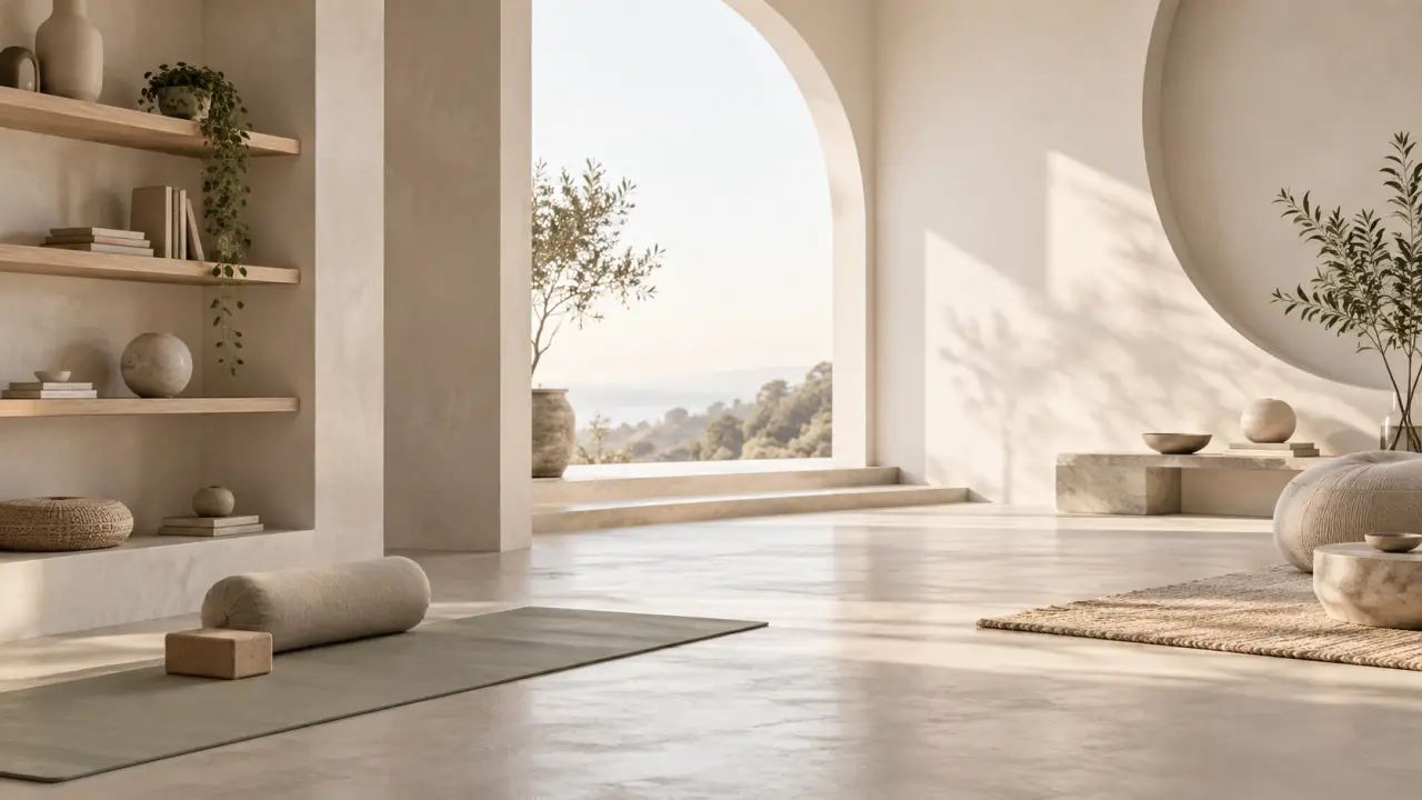 Intérieur minimaliste et lumineux pensé pour favoriser le calme et le mouvement