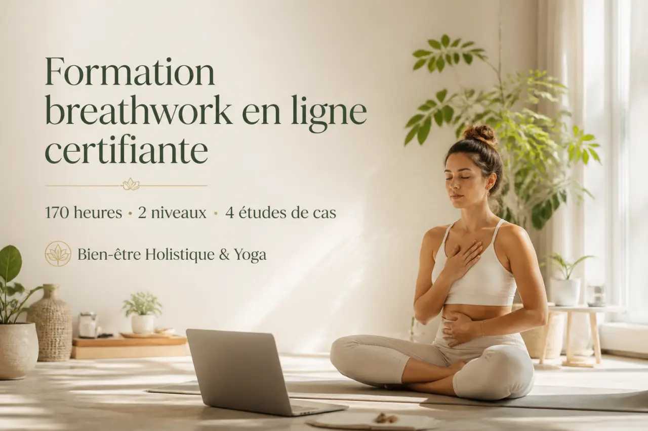 Formation breathwork en ligne certifiante : 170 heures, 2 niveaux et 4 études de cas