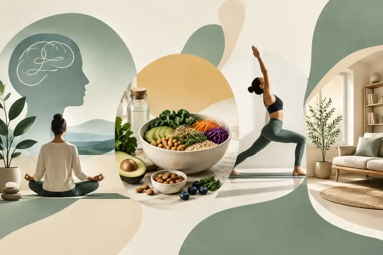 Intérieur minimaliste et silhouette en mouvement dans une lumière douce