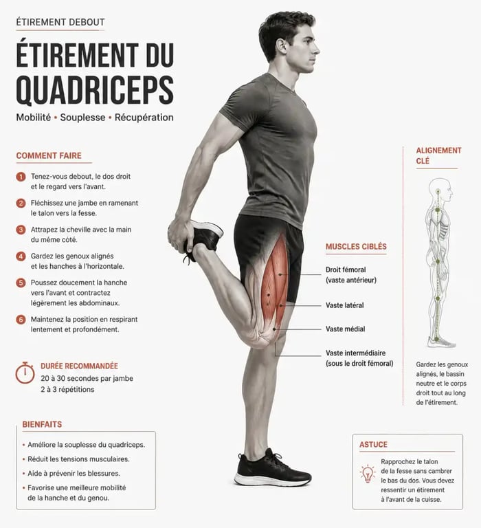 Étirement du quadriceps pour les jambes
